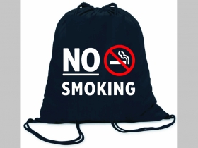 No smoking!  ľahké sťahovacie vrecko ( batoh / vak ) s čiernou šnúrkou, 100% bavlna 100 g/m2, rozmery cca. 37 x 41 cm